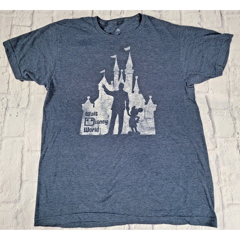 Walt Disney sz Large Mickey Mouse Partners Statue Holding Hands Castle T-Shirt L
